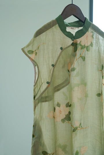 Printed Pastoral Qipao Cheongsam